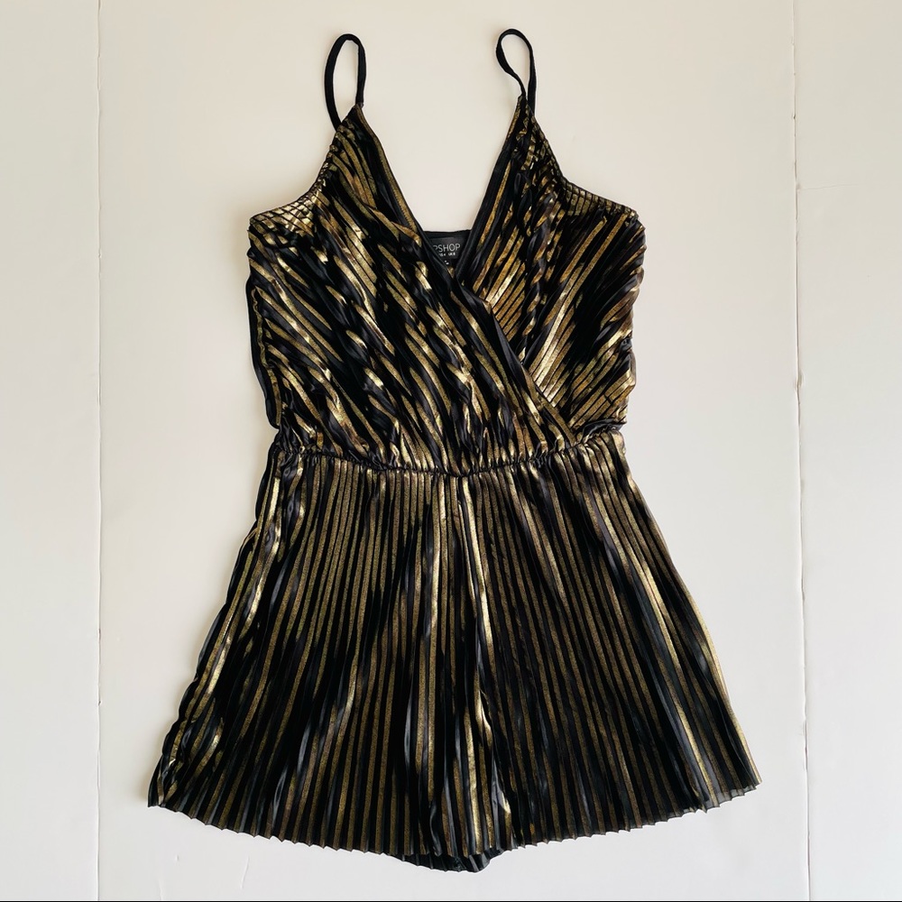 NWT Topshop Pleated Gold Romper